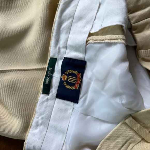 Bill Blass Sandwash Silk Pleat-Front Trousers 36 x 29 Butter Yellow 80s 90s Soft - Picture 8 of 8